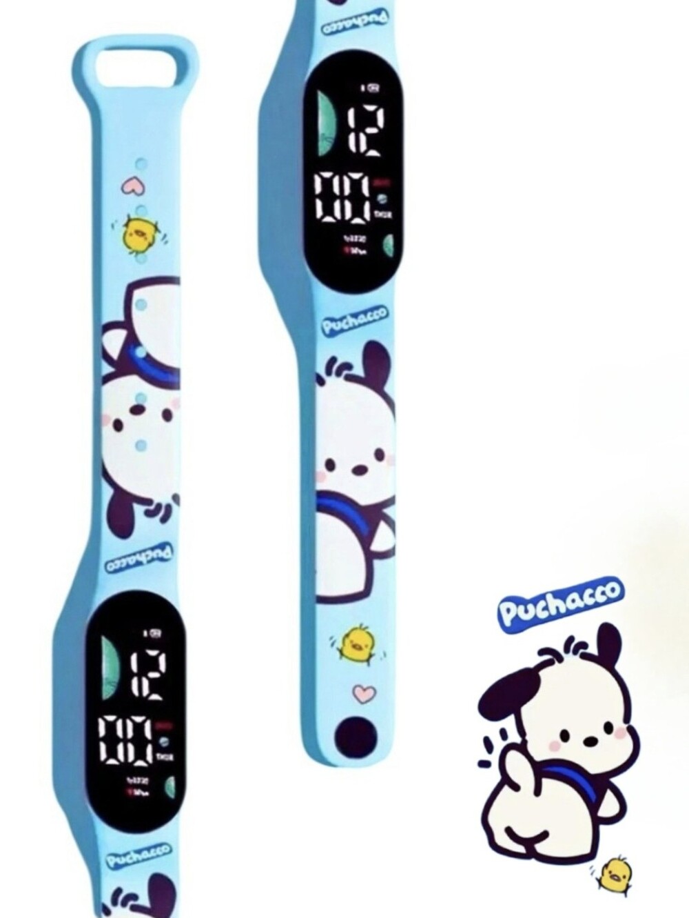 Sanrio Blue Silicone Pochacco Touch Screen LED Digital Adjustable Wristband
